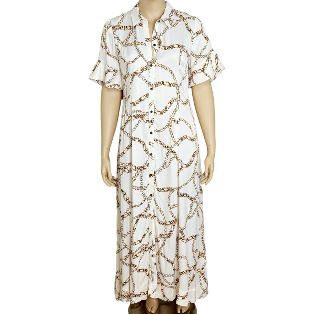 Beautiful flowy MAEVE x ANTHROPOLOGIE Printed Short-Sleeve Shirt Dress, XL - Picture 6 of 9